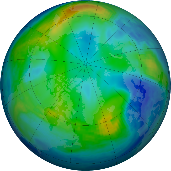 Arctic ozone map for 24 November 1992
